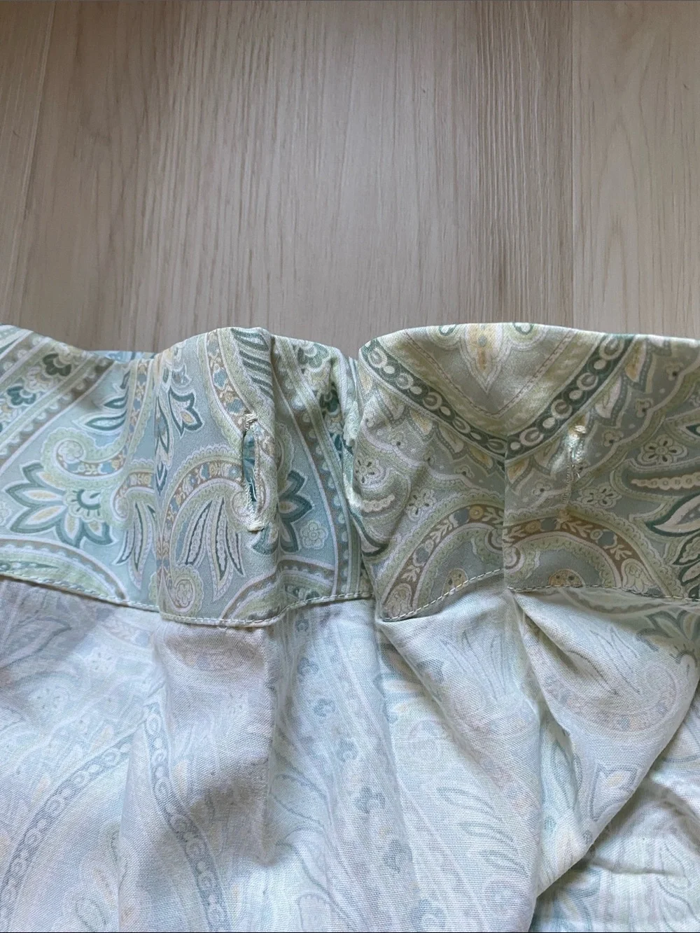 Raymond Waites Paisley Cotton Shower Curtain with Light Green Trim